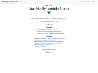 Nuxt Netlify Lambda Starter screenshot
