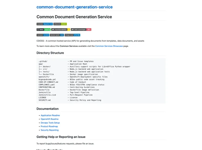 Common Document Generation Service screenshot