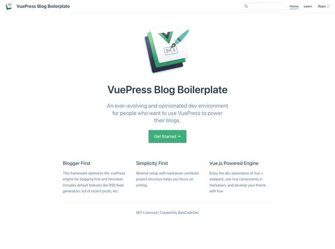 Vuepress Blog Boilerplate screenshot