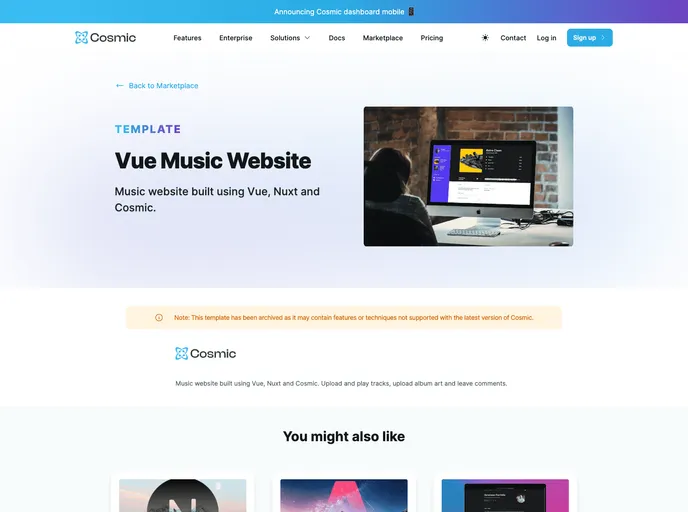 Vue Music Website screenshot