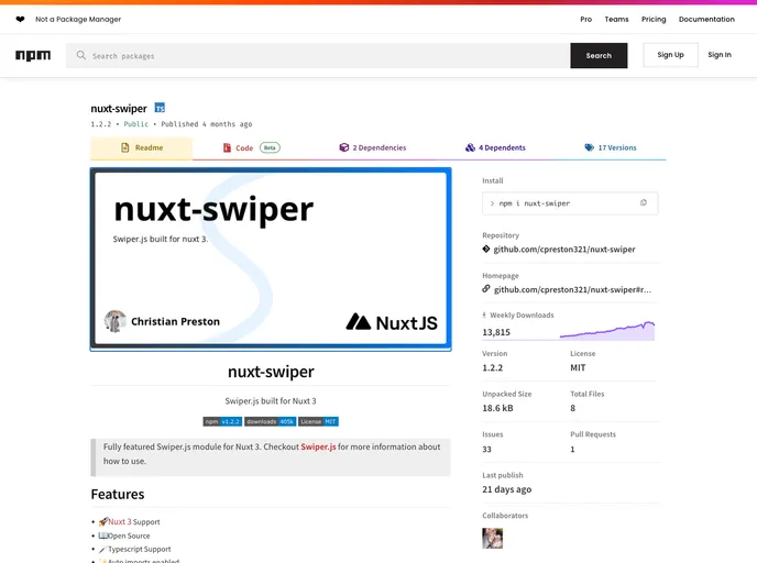 Nuxt Swiper screenshot