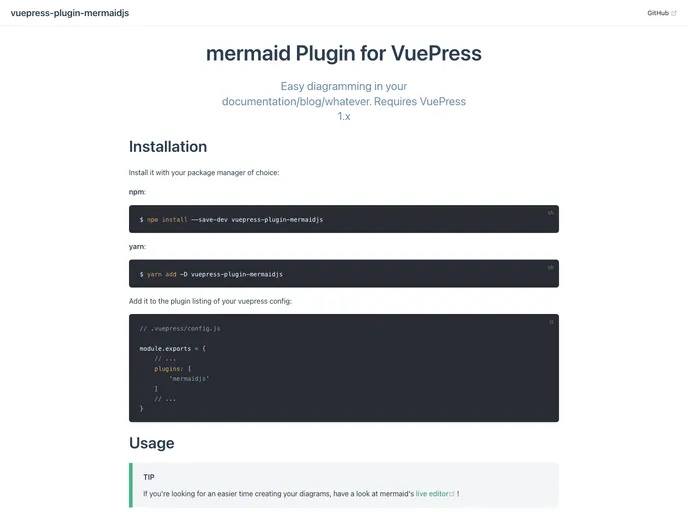 Vuepress Plugin Mermaidjs screenshot