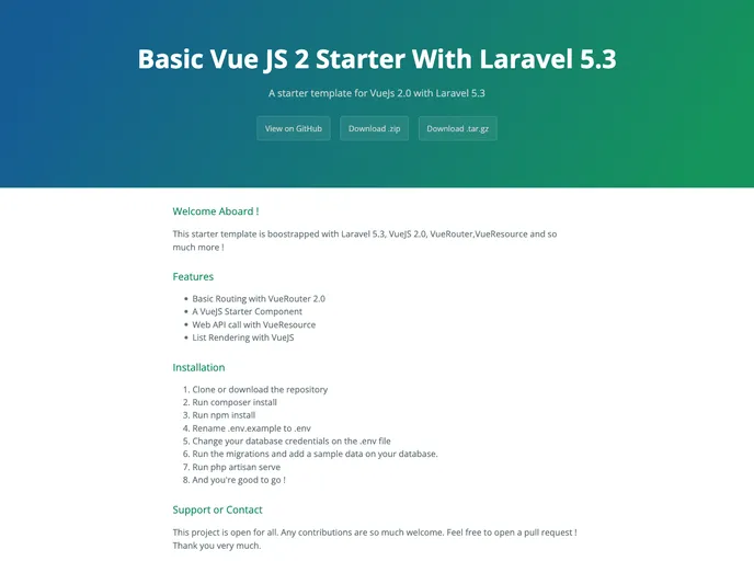 Vuejs2 Laravel53 Starter screenshot