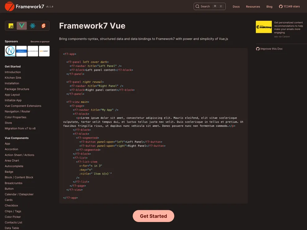 Framework7 Template Vue Simple screenshot