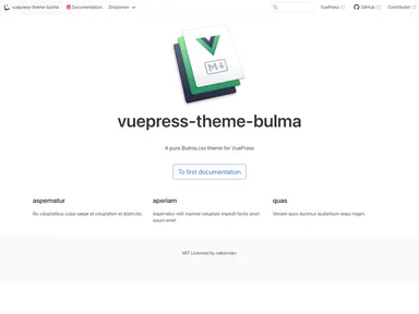 Vuepress Theme Bulma screenshot