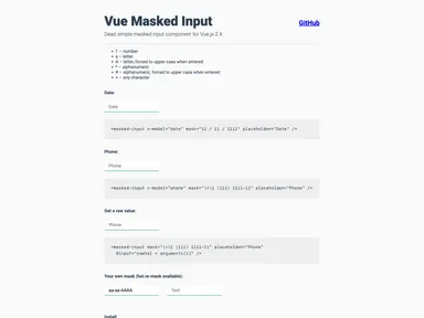 Vue Masked Input screenshot