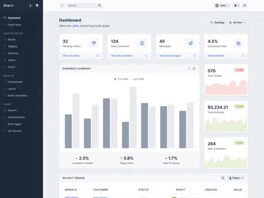 OneUI Bootstrap Dashboard screenshot