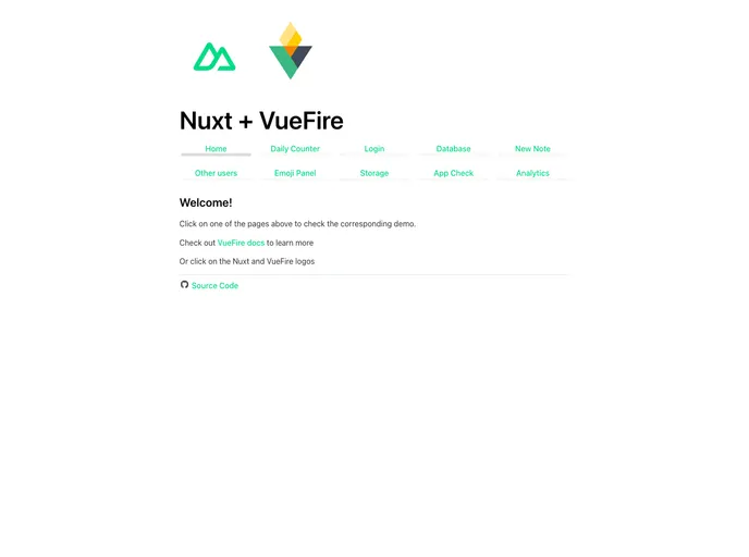 Nuxt Vuefire Example Spark Plan screenshot