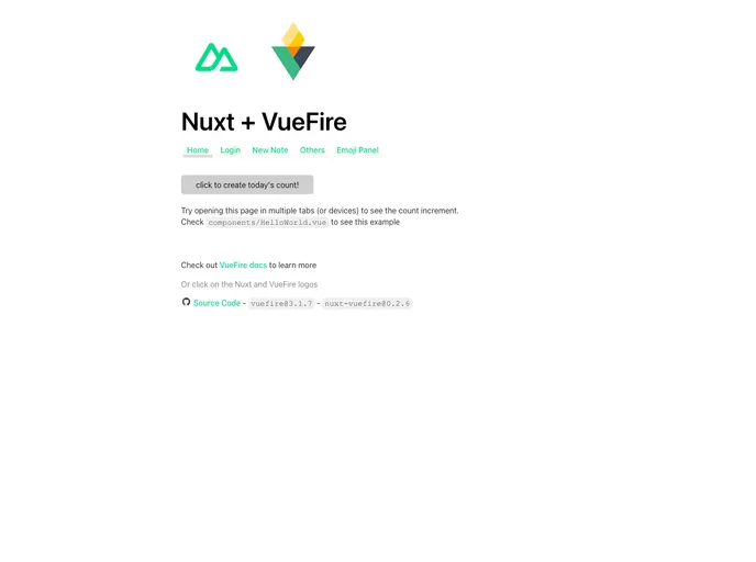 Vuefire Nuxt Example screenshot