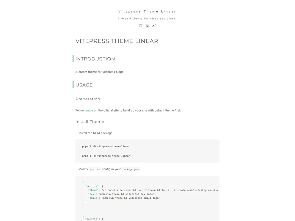 Vitepress Theme Linear screenshot