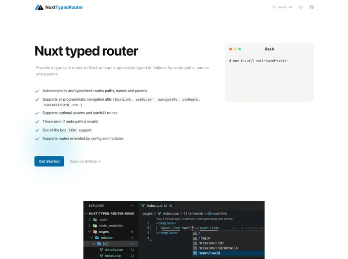 Nuxt Typed Router screenshot